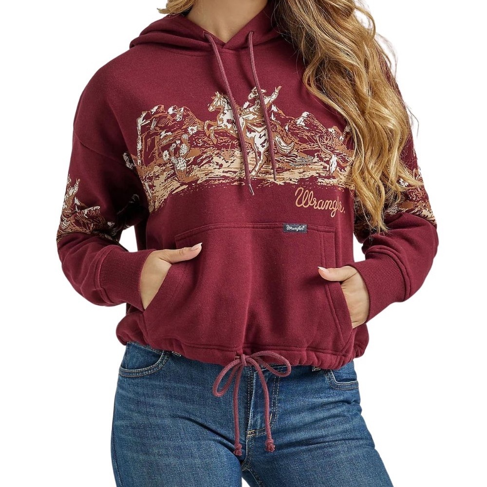 Wrangler Women's Burgundy Graphic Hoodie